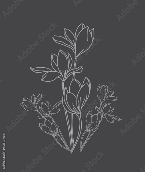 Fototapeta black and white flower