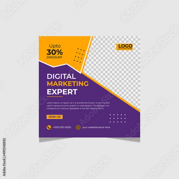 Fototapeta Set of social media post template and marketing webinar other seminars, online courses and classes, suitable modern banner and real estate square banner design template etc.