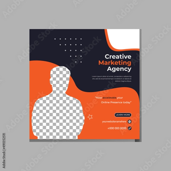 Fototapeta Set of social media post template and marketing webinar other seminars, online courses and classes, suitable modern banner and real estate square banner design template etc.