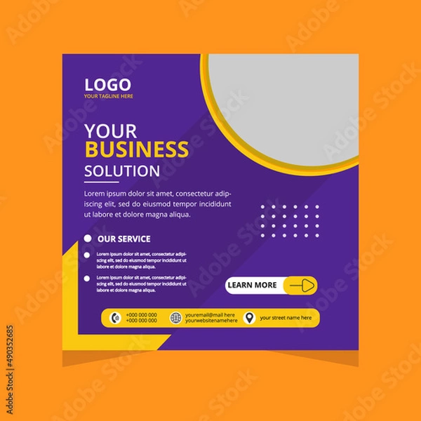 Fototapeta Set of social media post template and marketing webinar other seminars, online courses and classes, suitable modern banner and real estate square banner design template etc.