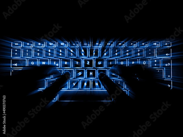 Obraz Eingabe über beleuchtete Tastatur