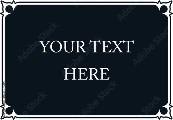 Fototapeta Vector sign, memorial plaque, blackboard or label with border frame