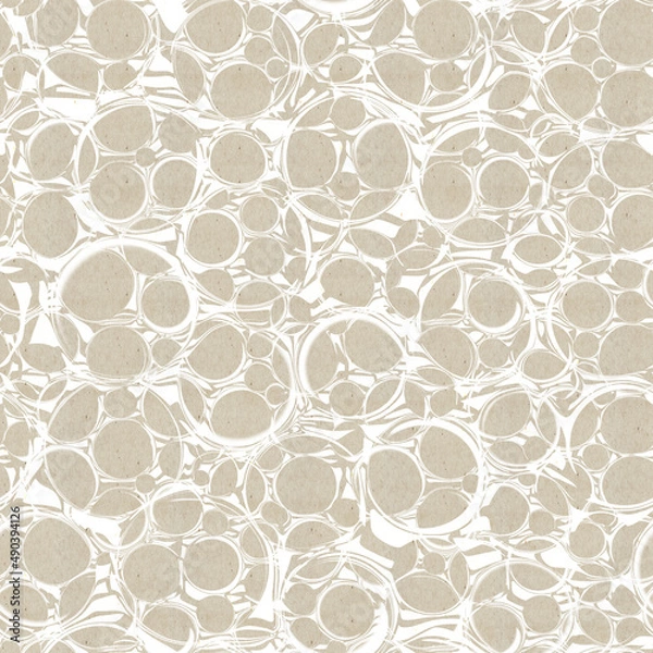 Fototapeta Seamless textured beige bubbles creative abstract pattern for textile, fabric, wrapping paper, wallpaper