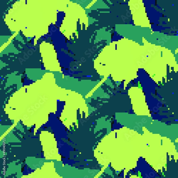 Fototapeta vector seamless stylish trendy tropical patterns with exotic leaves in custom bright colors. Vector lush foliage for stylish pattern surface design