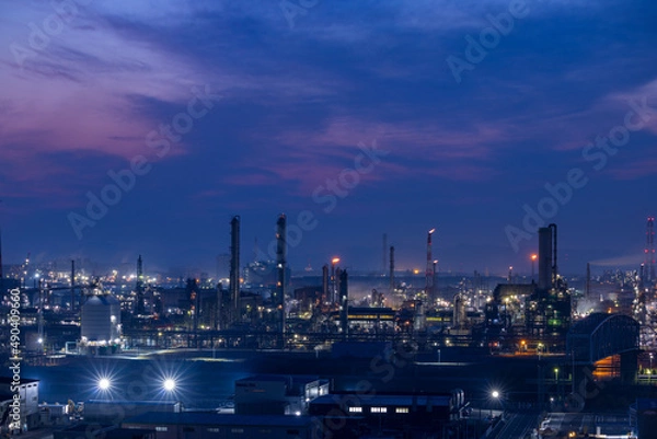Fototapeta 日本の岡山県倉敷市の夜景がとても美しい水島コンビナート