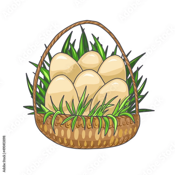Obraz Easter. Eggs in a basket or nest. Vector illustration