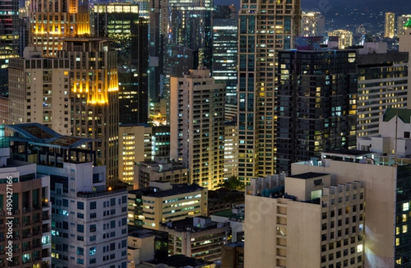 Obraz Manila CBD after dark. Night lights cityscape