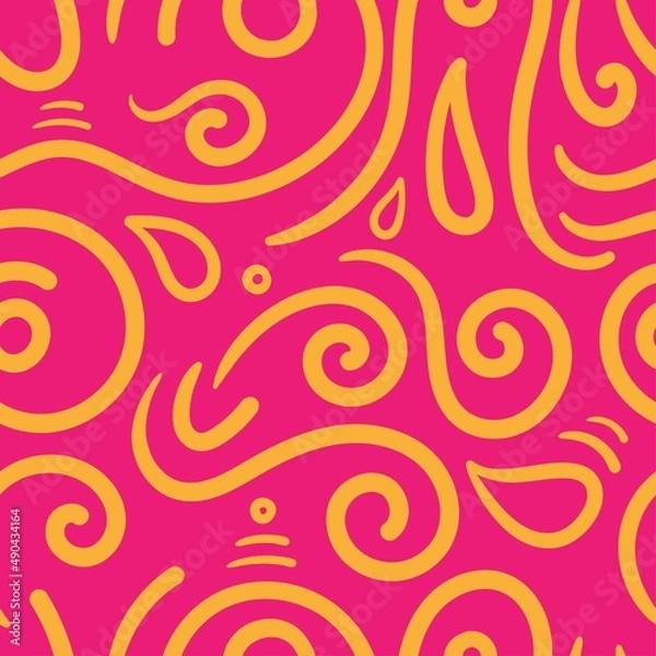 Obraz Seamless abstract pattern on pink background. Vector doodle image. Graphic linear wallpaper.