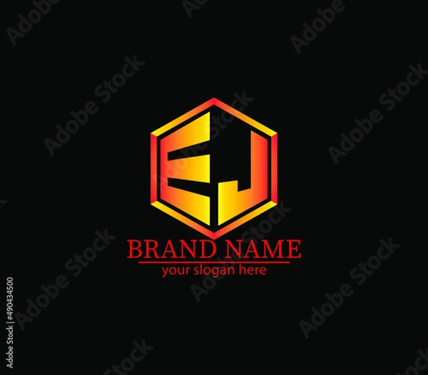 Obraz EJ,ej creative polygon two letter logo design victor,EJ letter logo