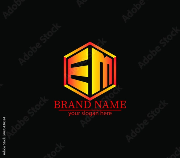 Fototapeta EM,em creative polygon two letter logo design victor,EM letter logo