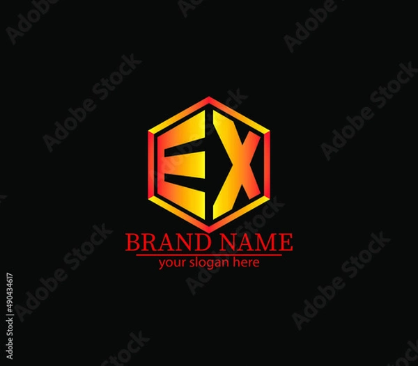 Obraz EX,ex creative polygon two letter logo design victor,EX letter logo