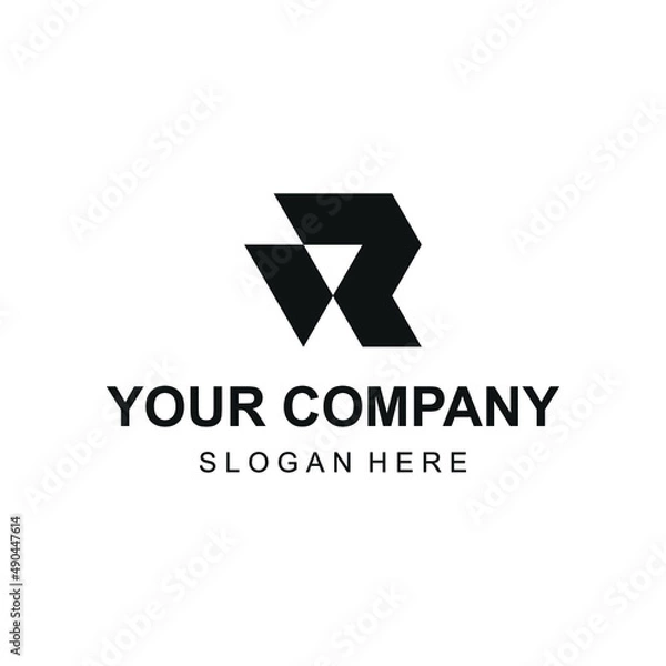 Fototapeta Modern abstract letter R with negative space arrow logo vector