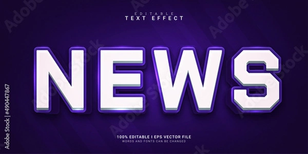Obraz news text, 3d editable text effect