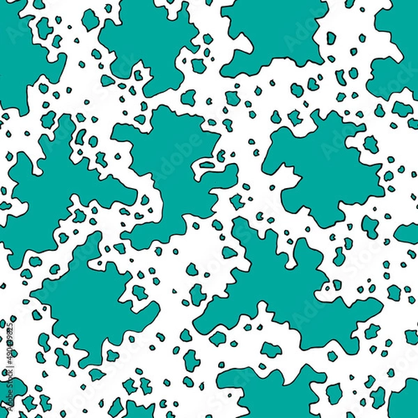 Fototapeta Abstract hand painted seamless pattern spots in green color on wight background