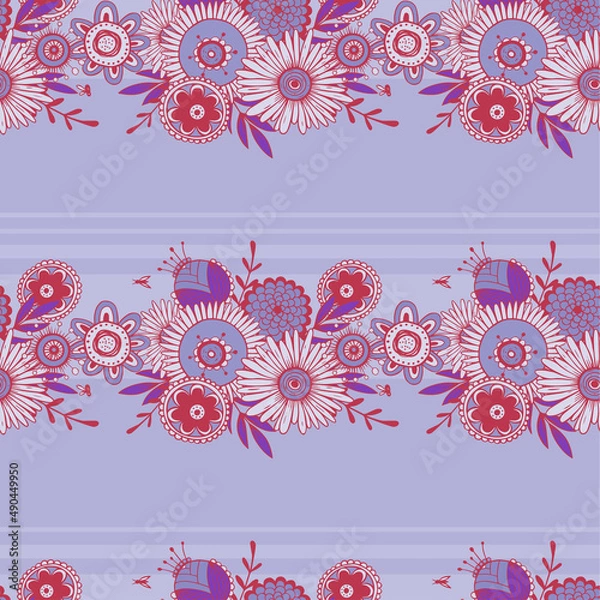 Fototapeta ornament in a line of simple silhouettes of flowers in beige tones