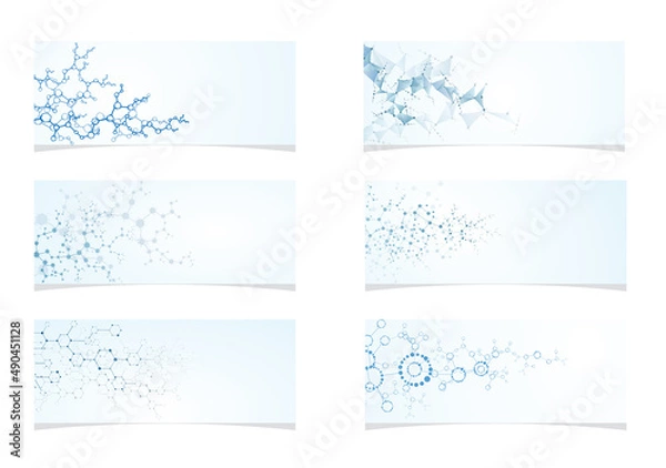 Fototapeta Set of dna molecule structure Science digital,network connection,internet information backgrounds vector