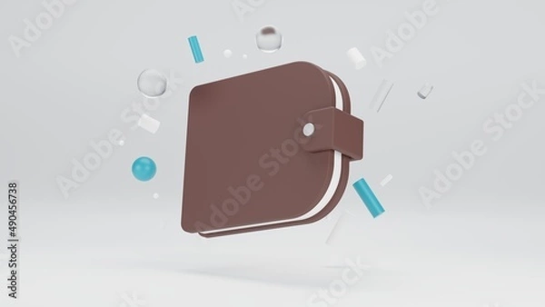Fototapeta Wallet icon on light background. 3D-rendering
