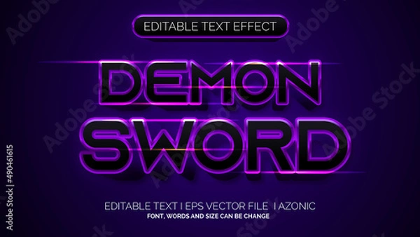 Fototapeta Editable Text Effect Demon Sword