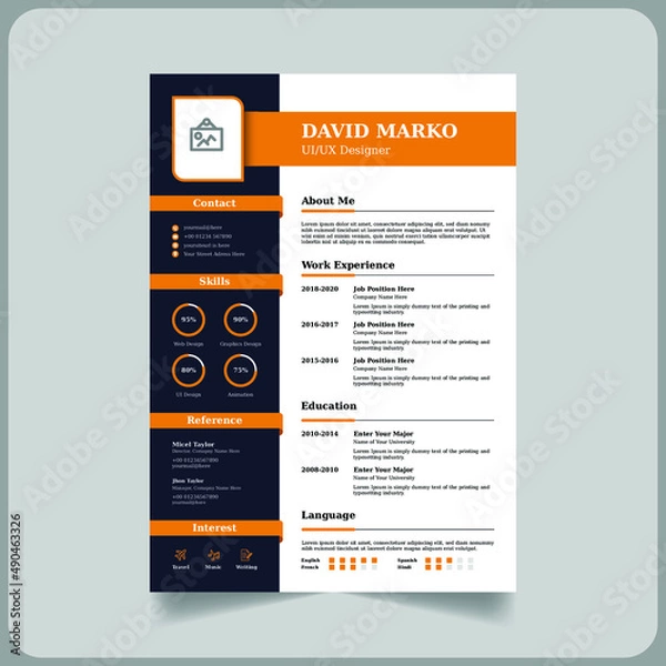 Fototapeta Ui Ux designer cv or resume template