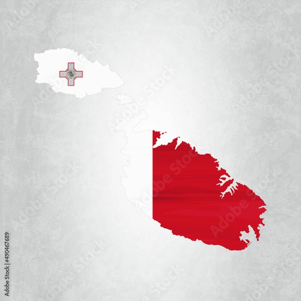 Fototapeta Malta map with flag