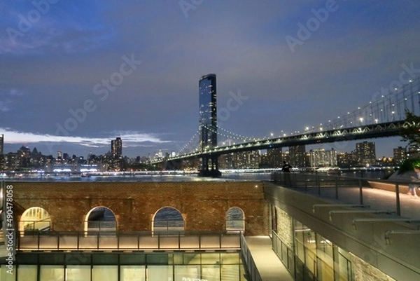 Obraz Night Sky and night bridge