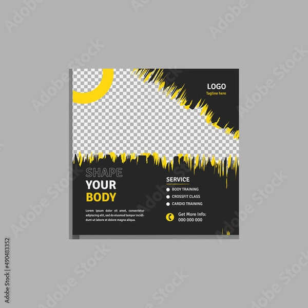 Fototapeta Set of social media post template and marketing webinar other seminars, online courses and classes, suitable modern banner and real estate square banner design template etc.