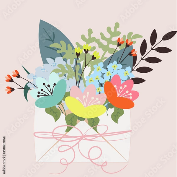 Obraz Envelope with flowers.