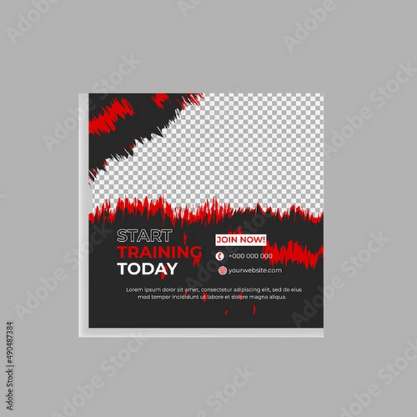 Fototapeta Set of social media post template and marketing webinar other seminars, online courses and classes, suitable modern banner and real estate square banner design template etc.