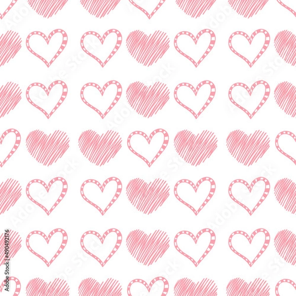 Fototapeta Seamless doodle heart pattern
