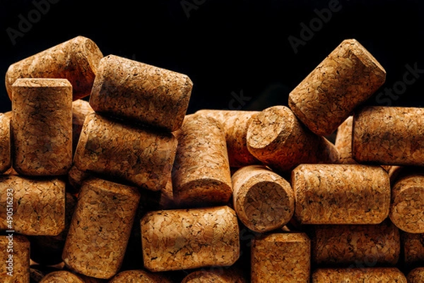 Fototapeta Wine corks, as a background. High-quality photography.