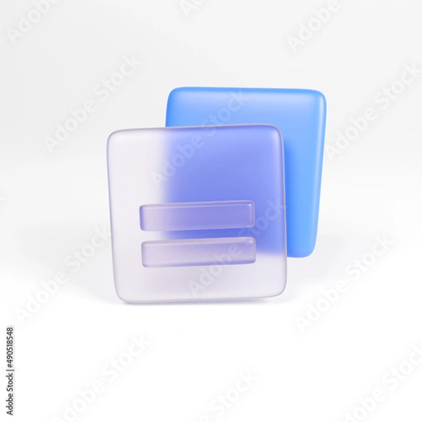 Fototapeta 3D icon glassmorphism documents blue render blank