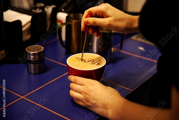 Obraz bartender pouring coffee