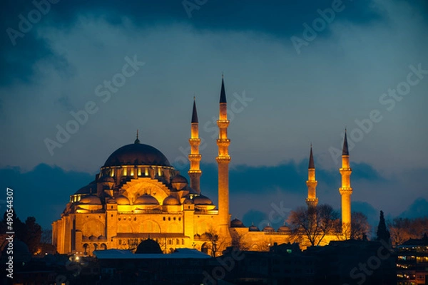 Fototapeta Beautiful evening view of Istanbul from the European side