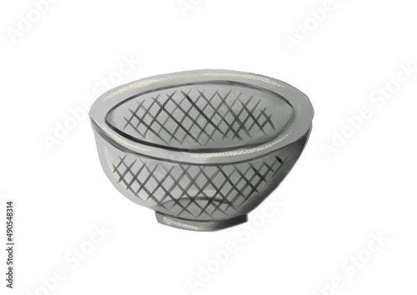 Fototapeta 水彩で描いたざるの主線なし手描きイラスト