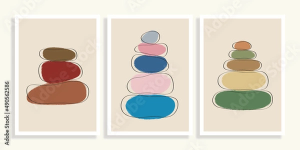 Obraz Balanced stones yoga posters. Vector illustration.