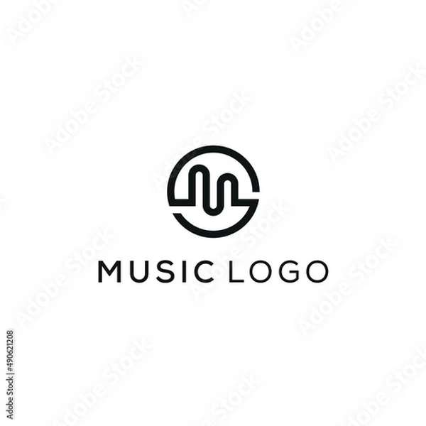 Fototapeta Abstract Audio Waves. Initial Letter M Icon Logo Design.    
