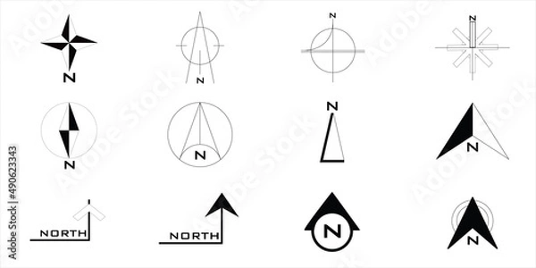 Fototapeta North Sign Design Vector Set