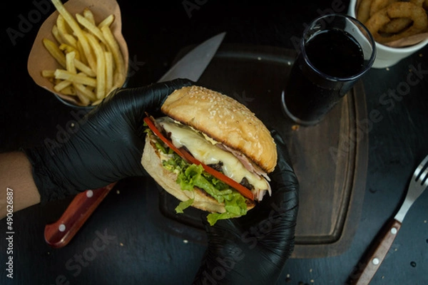 Obraz hamburger and fries