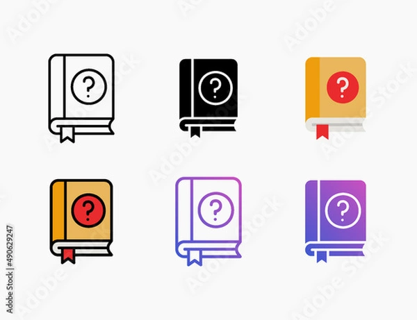 Fototapeta Book guide icon set with different styles. Style line, outline, flat, glyph, color, gradient. Editable stroke and pixel perfect. Can be used for digital product, presentation, print design and more.