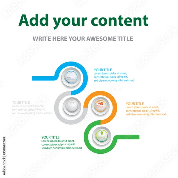 Fototapeta Timeline infographics template with 4 elements, workflow, process chart, vector eps