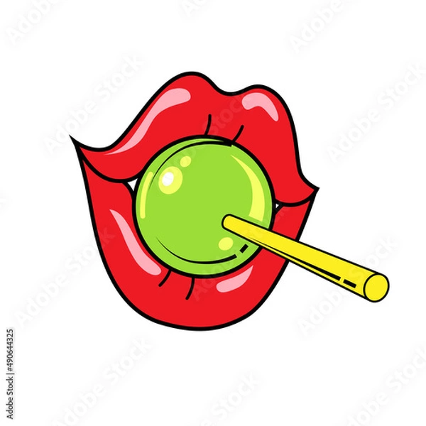 Fototapeta Lollipop in mouth, vector design element