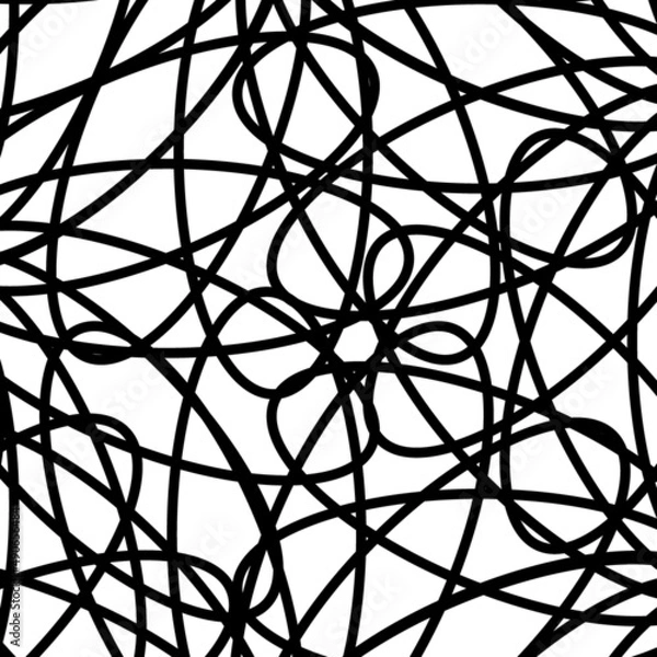 Fototapeta Black and white Abstract Psychedelic Art Background. Illustration.