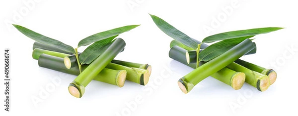Obraz bamboo and bamboo leaves isolated on white background