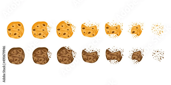 Fototapeta Set with bitten chocolate cookies  vector