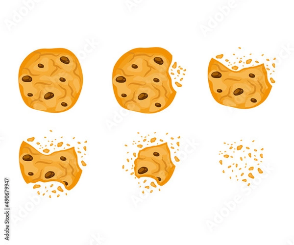 Fototapeta Set with bitten chocolate cookies  vector