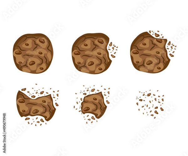 Fototapeta Set with bitten chocolate cookies  vector