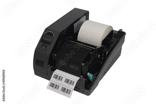 Obraz Barcode label printer isolated over white background