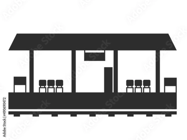 Obraz 駅　シルエット　アイコン　イラスト　外観
