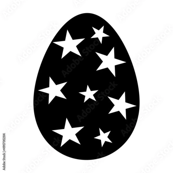 Fototapeta Black and White Egg Easter Illustration with Star Shapes