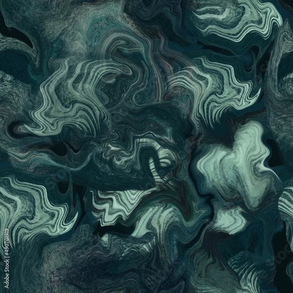 Obraz Seamless marble patterns. Smooth flows, stone imitation, natural stone cut, flowing shapes fluid art, alcohol ink. seamless patterns for surface design. Marine, natural design.
